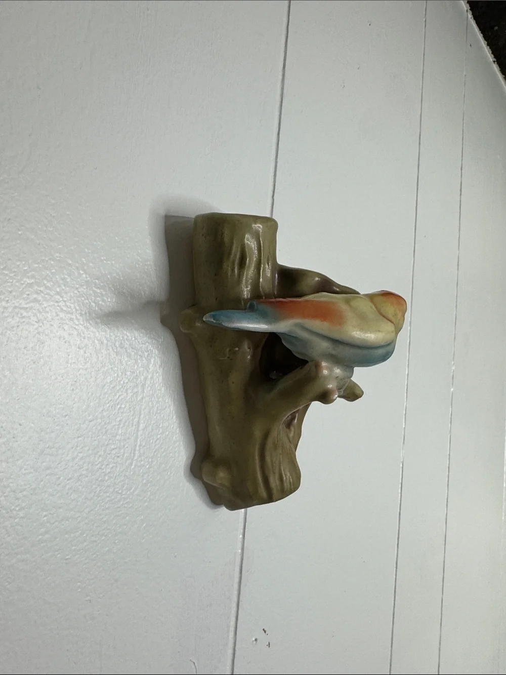 Vintage ceramic bird wall pocket planter